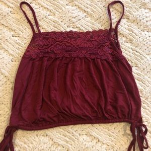Read description! Magenta Lace Crop Tank With Ties